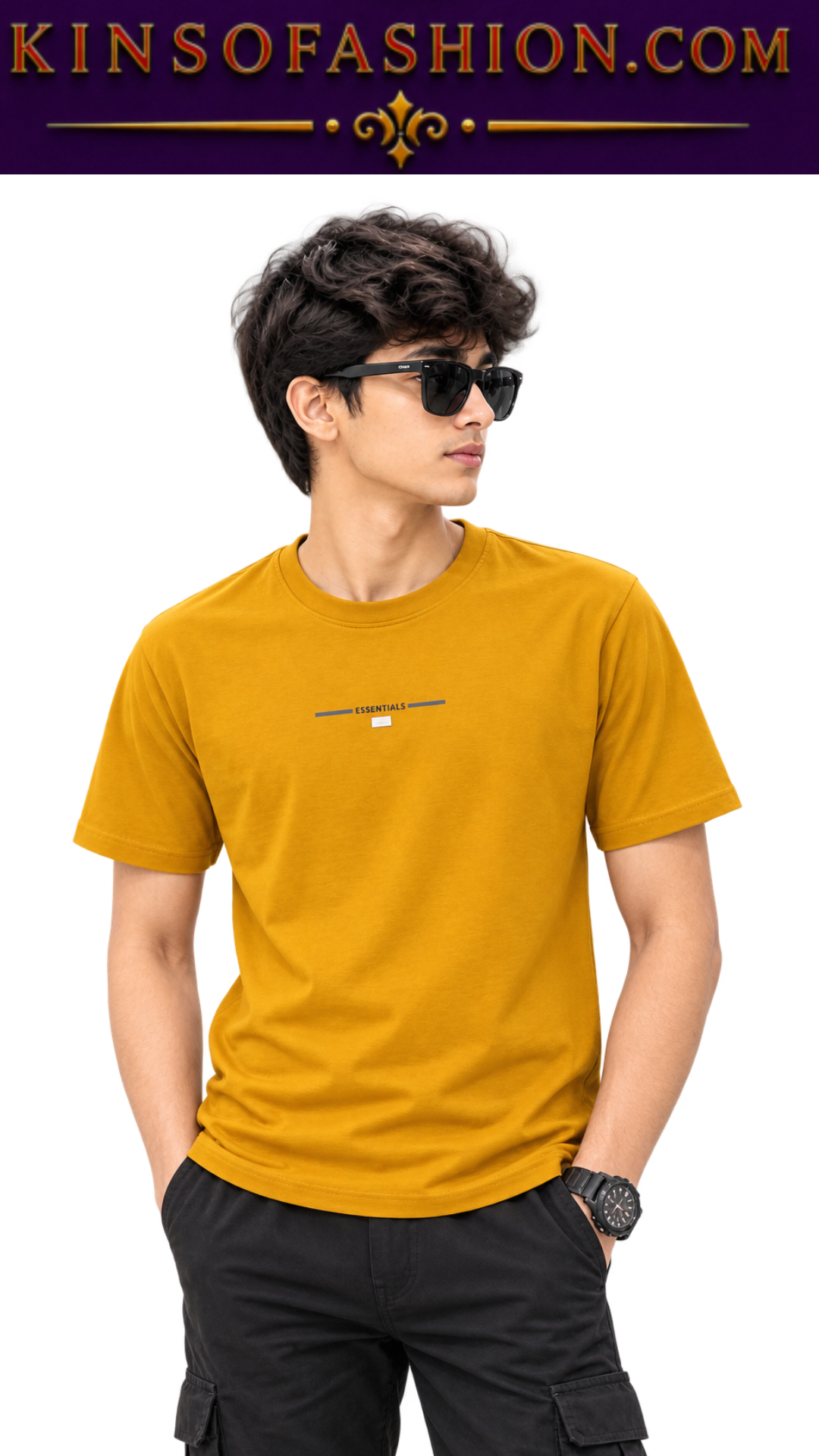 "Mustard yellow ESSENTIALS T-shirt"
